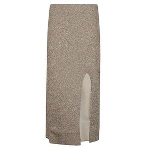 CIRCUS HOTEL Sparkle Knit Maxi Skirt with Slit Women GOLDEN Skirts
